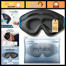 3D Blackout Sleep Mask for Side Sleepers, Memory Foam, Eyelash Friendly, Travel