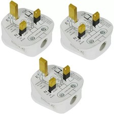 2 Pack 3 Pin Plug UK 13 Amp Plugs White Plug Fused Mains Plugs with 13A Domestic