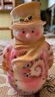 Fenton Tie Dye Snowman Candleholder HP By JK Spindler #14/68