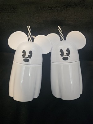 PAAR 2 VIRAL Disney Mickey Mouse Geist Becher Tasse Strohhalm Halloween Boo Box