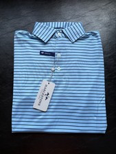 NWT MEN'S HARLESTONS THE ANSON POLO, COLOR: CHAMBRAY, SIZE: MEDIUM