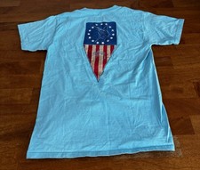 Guy Harvey Men’s Blue T-Shirt Small American Flag Swordfish Fishing