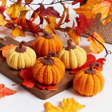 Mini Knit Pumpkins Set of 5, Fall Pumpkins Decor, Autumn Bowl Fillers Fall Fa...