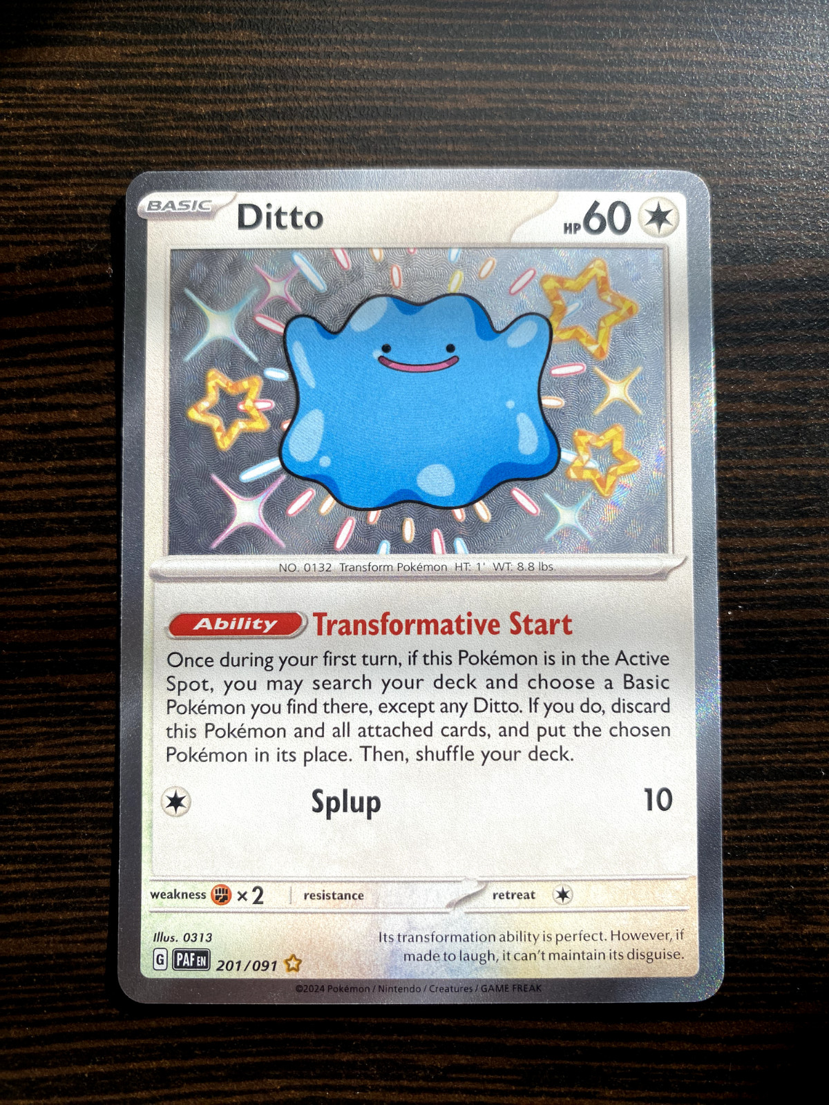 Ditto Shiny Rare SV: Paldean Fates 201/091 NM Pokémon TCG