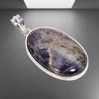 Oval Natural Iolite Sunstone Handcrafted Mother New Pendant Jewelry 925 Silver