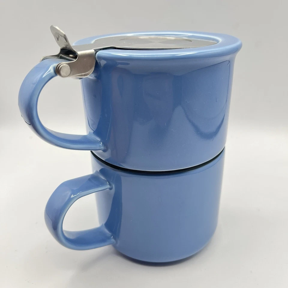 Stackable Tea Pot & Mug Teavana For Life Blue W/ Stainless Steel Strainer & Lid - Image 2 of 4