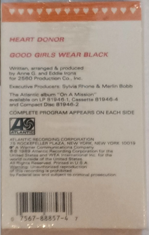 ANNE G. heart donor RARE CASSETTE SINGLE still SEALED M- new jack swing R&B 80s - Image 2 of 2