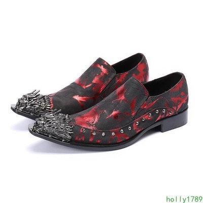 Mens Elegant Leather British Metal Pointed Toe Dress Pull On Oxfords Shoes Party