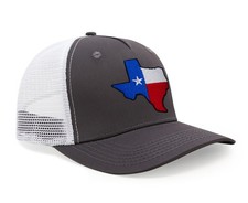 Stateline Flag Hat, Adjustable Snapback Trucker Baseball Cap (Texas, Grey White)