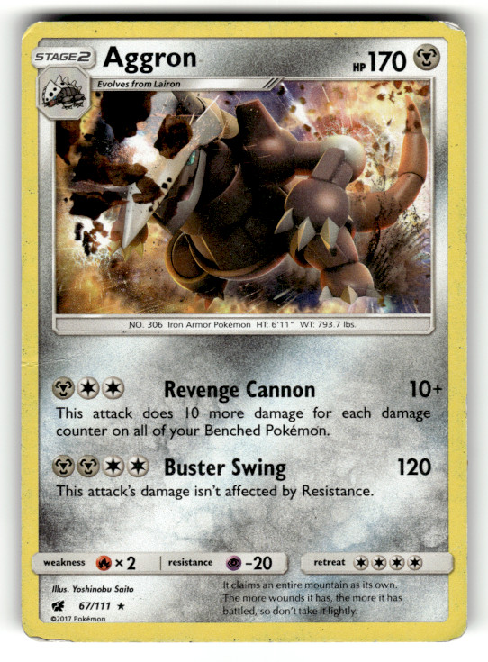 Aggron 67/111 Holofoil Holo Rare SM - Crimson Invasion HP
