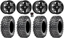 Sedona Rukus 14" Wheels Black +30mm 30" Roxxzilla Tires Textron Wildcat XX