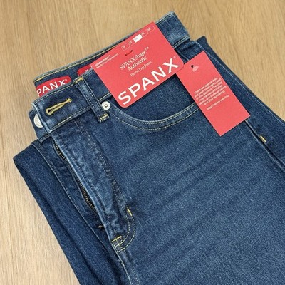 SPANXshape Women s Barrel Leg Jeans Size M High Rise 28  Blue
