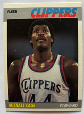 MICHAEL CAGE 1987-88 FLEER LOS ANGELES CLIPPERS ROOKIE RC