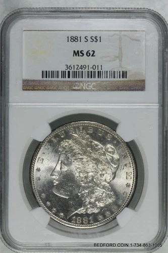 NGC MS62 1881-S MORGAN SILVER DOLLAR $1 (BC11)