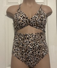 Women's One Piece Time And Tru 2X 22W Swimsuit Leopard Cutout Print Resort Wear