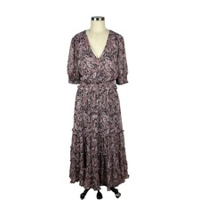 ROAN + RYAN Elsa Dress Evereve Pink Purple Paisley Pattern Women's Size Large