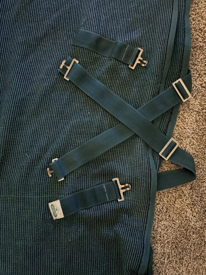 Saxon Knitted Horse Cooler Blue Green Plaid Woven 78 - Imagem 2 de 4