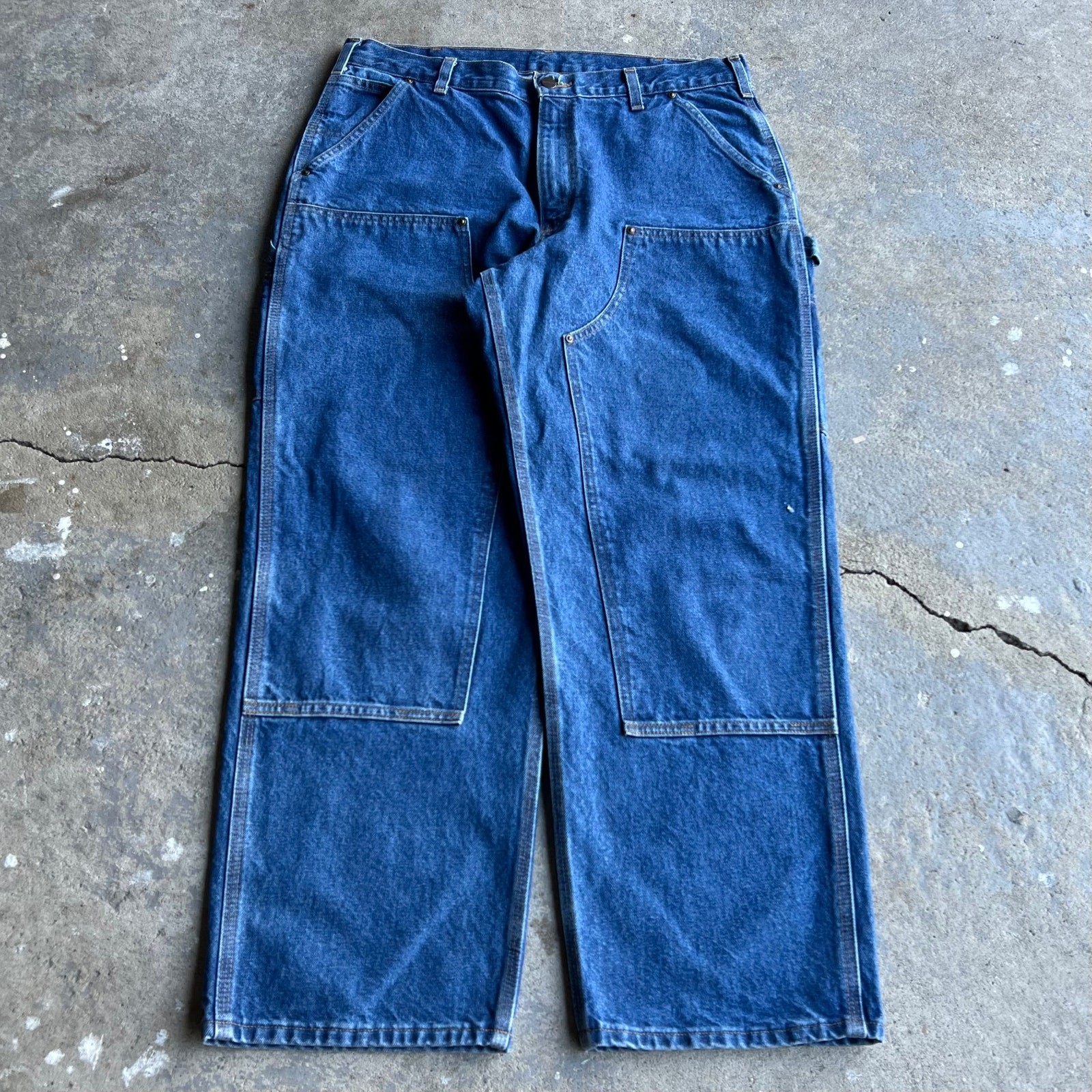 Vintage Carhartt Double Knee Carpenter Jeans in Blue Denim