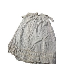 Antique Christening Gown Baby Girls Lace Trim Heirloom Smocked Neck White Cotton