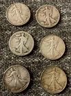 6 Walking Liberty Half Dollars 90% Silver 1940s Mixed Dates Circulated US Coins