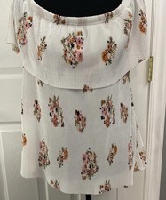 Womens Cream Floral Off The Shoulder Blouse size M/L. Sleeveless