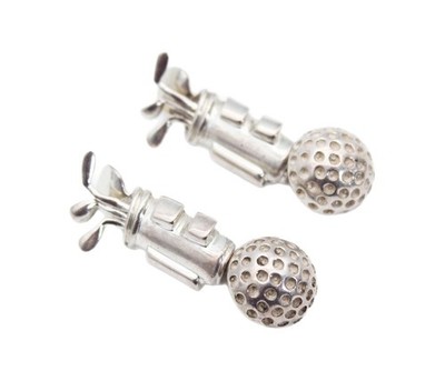 Vintage LINKS OF LONDON Marked Sterling Silver Golf Bag & Clubs Men's Cufflinks