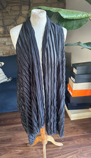 Layers Paris Charcoal  Mesh Sleeveless Long Pleated Layering Jacket/Top 10/12