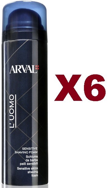 6 PZ ARVAL L'UOMO SENSITIVE SHAVING FOAM SCHIUMA DA BARBA PELLI SENSIBILI 250ML