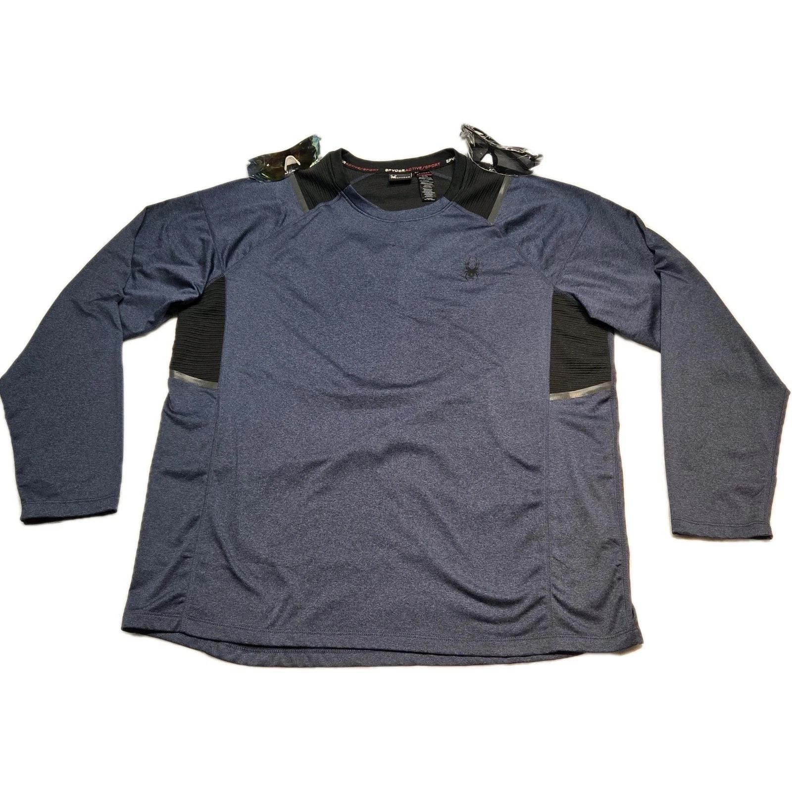 Spider Active Sport Jersey Men's XL Blue Long Sleeves Pullover Spandex Polyester