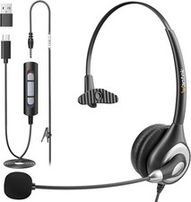 Wantek Headset 3.5mm/Type-C/USB With Microphone Wired Earpiece for PC/Phones