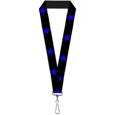 Buckle-Down Lanyard-1.0"-Star Black/Blue 22" x 1" Multicolor