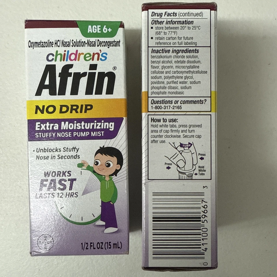 Childrens Afrin No Drip Extra Moisturizing 12 Hour Stuffy Nose Nasal Spray, 15ml - Image 4 of 4