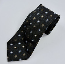 Jos A Bank Signature Collection Silk Tie Black Blue Gold Geometric USA