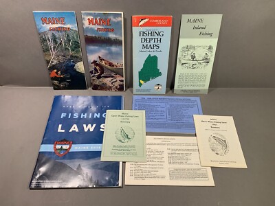 MAINE Fishing Ice Canoeing Vintage Booklets Brochure Pamphlet Laws