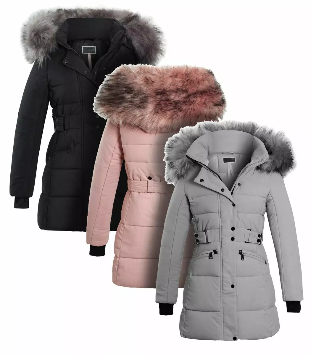 Pink And Black Puffer Jacket For Women