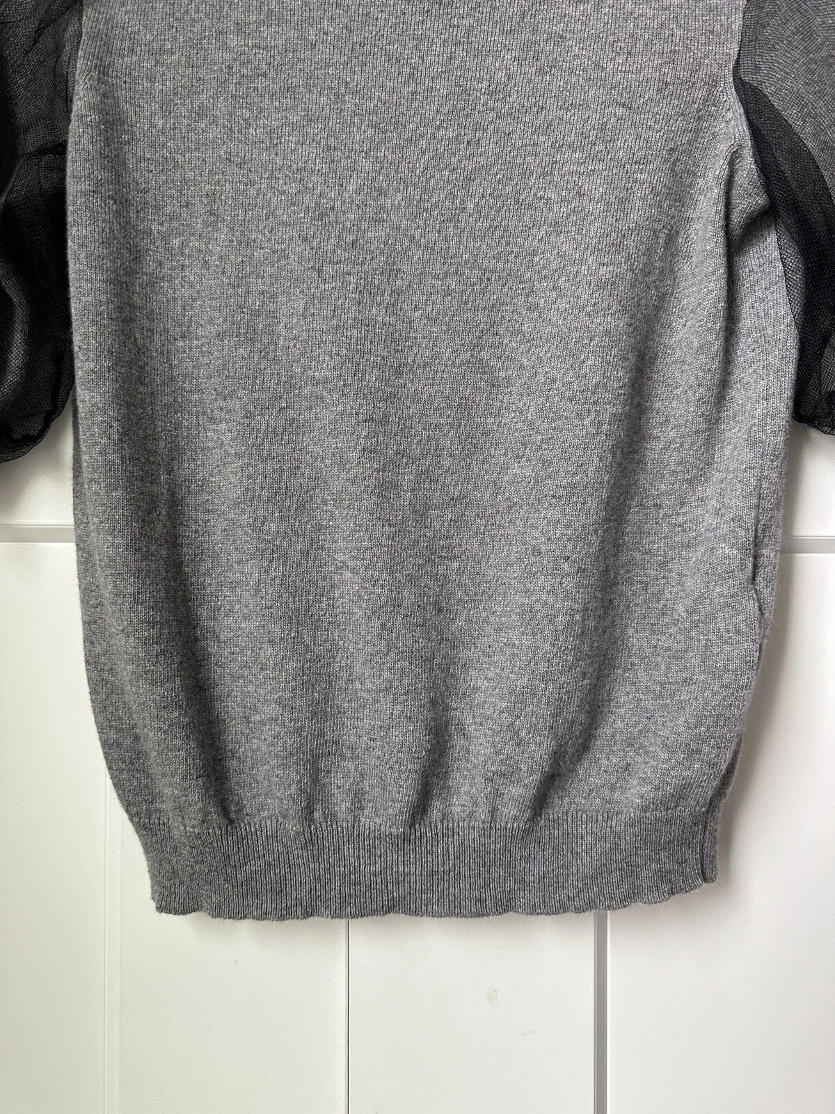 ROSSO VALENTINO Maglione Grigio Angora & Lana Dettagli Tulle Su Maniche TAGLIA: XS