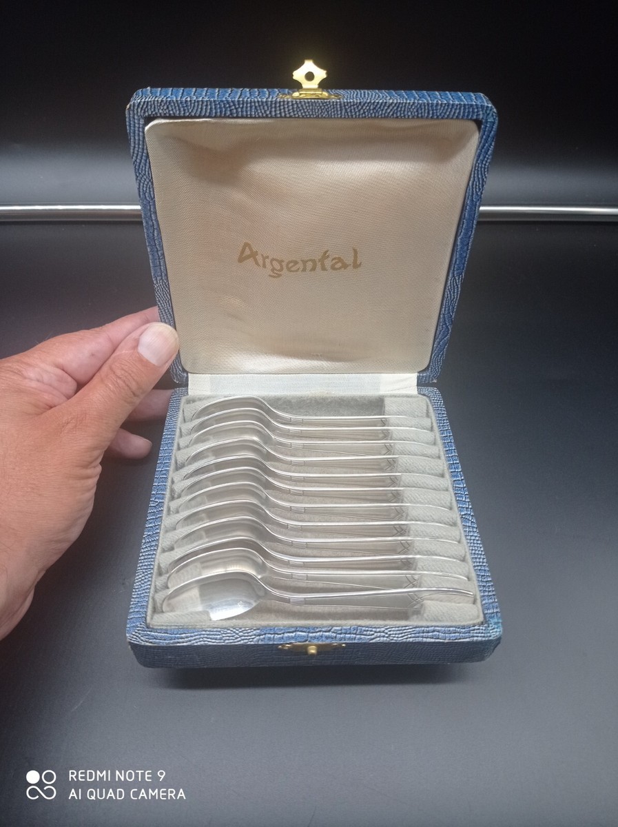 11 cuillères à moka métal argenté orfèvre Dixi modèle Contours French silver-plated demi tasse spoons - France