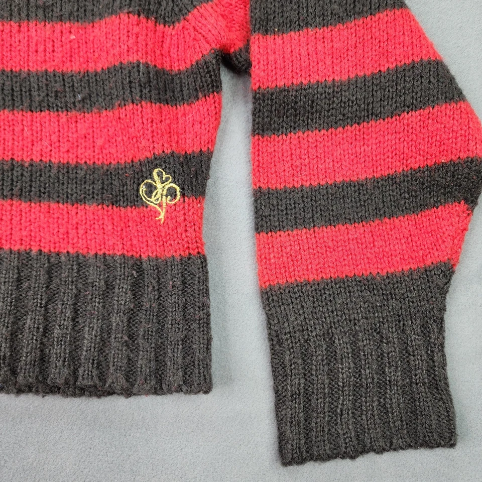 Suéter Southpole Cuello Alto Para Mujer XL Gris Rojo Rayas Bordado Logo Grueso Foto 3 de 4