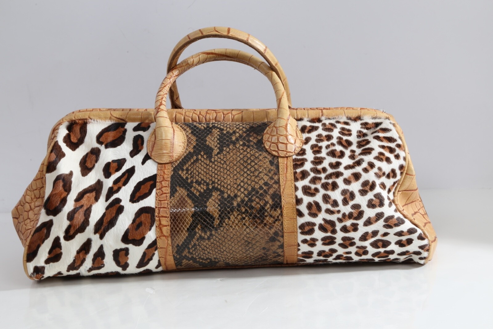PONY Borsa a tracolla Clever Carriage Company Doctors in pelle leopardata con stampa capelli di cavallo