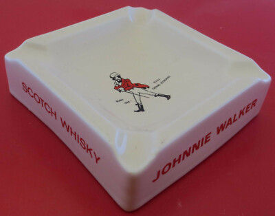 Johnnie Walker Porzellanascher Ascher 13,4x12,9cm beige Werbung Böckling Whisky