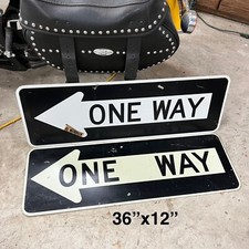 ONE AUTHENTIC VINTAGE ONE WAY METAL-DOUBLE SIDED ARROW SIGN-RIGHT/LEFT 36  X12".