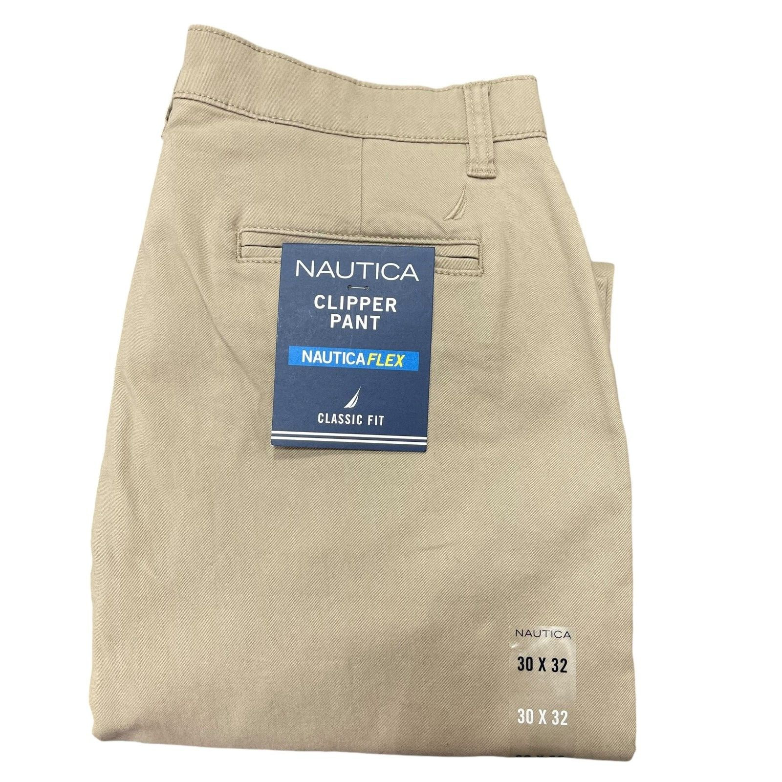 NWT Nautica Men's Classic Fit Straight Stretch Cotton Chino Clipper Deck Pants