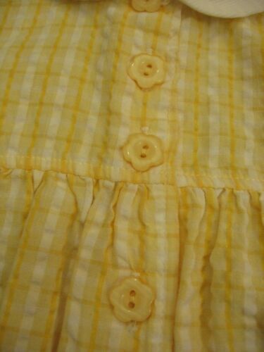 Vintage Girls Butter Yellow Plaid Bubble Romper Flower 3-6 Mo. Carter's Pastel - Picture 3 of 10