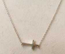 Sterling Silver Horizontal Cross Necklace Marked 925 Chain Gift