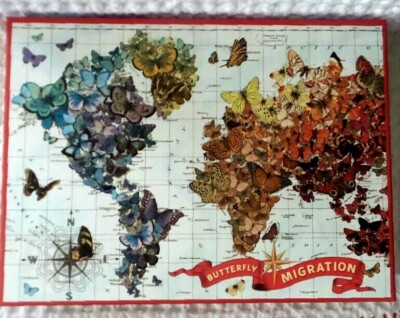 Puzzle Wendy Gold BUTTERFLY MIGRATION Map 1000 Piece Puzzle Sealed 20x27 Fun