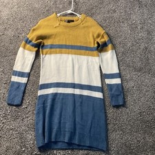 Say What ? Women’s Sweater Dress Small (S) Stripes Acrylic Blue Yellow White