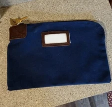 Seven 7 Pin Tumbler Locking Bank Deposit Bag Blue MMF Ind Wheeling IL - 1 Key