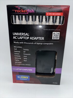 Rocketfish RF-AC9023 90W Universal AC Laptop Charger Power Adapter -8 Tips NEW