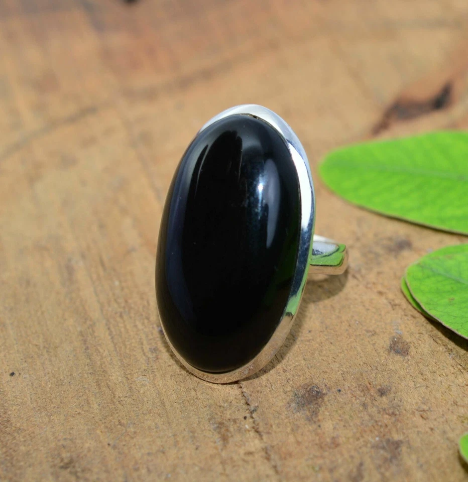 Anillo De Plata Esterlina 925 Hecho A Mano De Ónix Negro Todas Las Tallas BO-99 - Imagen 3 de 4