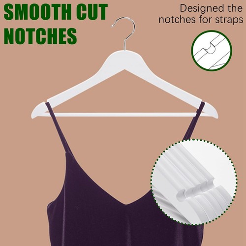 20 Pack White Wooden Hangers White Wood Coat Hangers with Non Slip Pant Bar C... - Picture 3 of 7